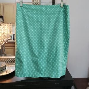 Ann Taylor Teal Polka Dot Midi Skirt